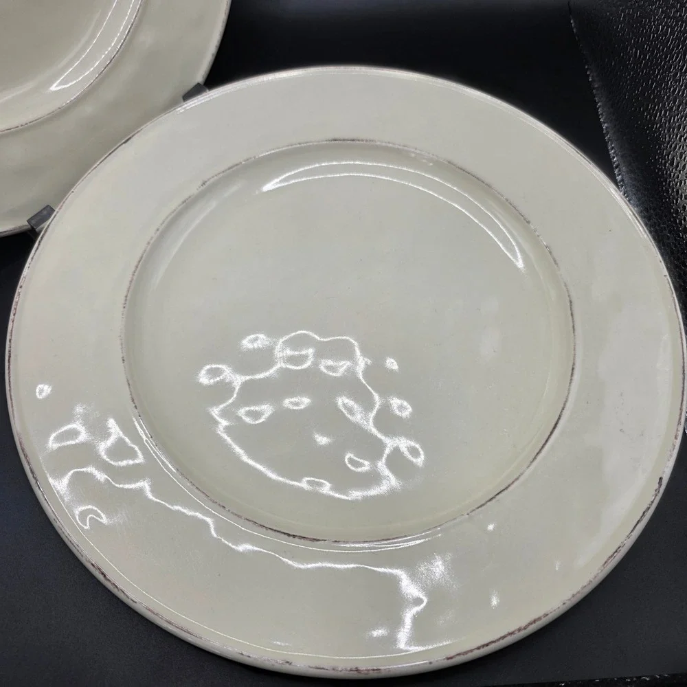 Pier 1 Imports Martillo Crème Brulee Dinner Plates Lot 2‎ Stoneware 10.5